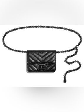 CHANEL Black Quilted Mini Flap Crossbody Belt Bag with Chain Strap